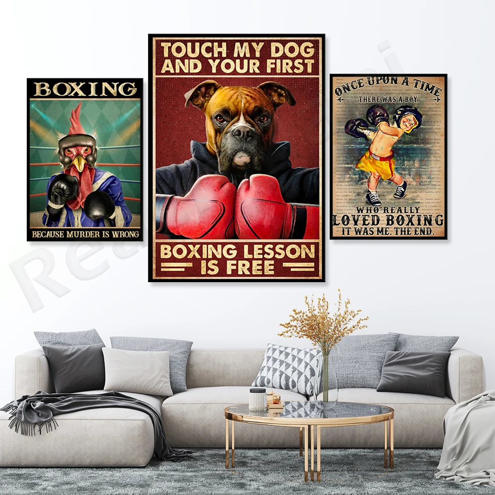 Boxing Because Murder is Bad Poster, Tough My Dog and Your First Boxing Lesson is Free, Boxing Art, Boxing Gifts, Gym Poster