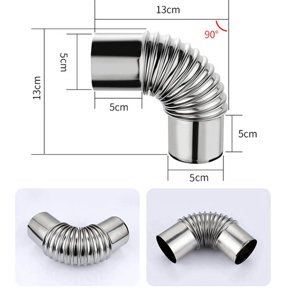 

50mm Elbow Pipe Elbow Chimney Liner Pipe Stainless Steel 90 Degree Multi Flue Stove Pipe For Outdoor Camping Wood Stoves Chimney