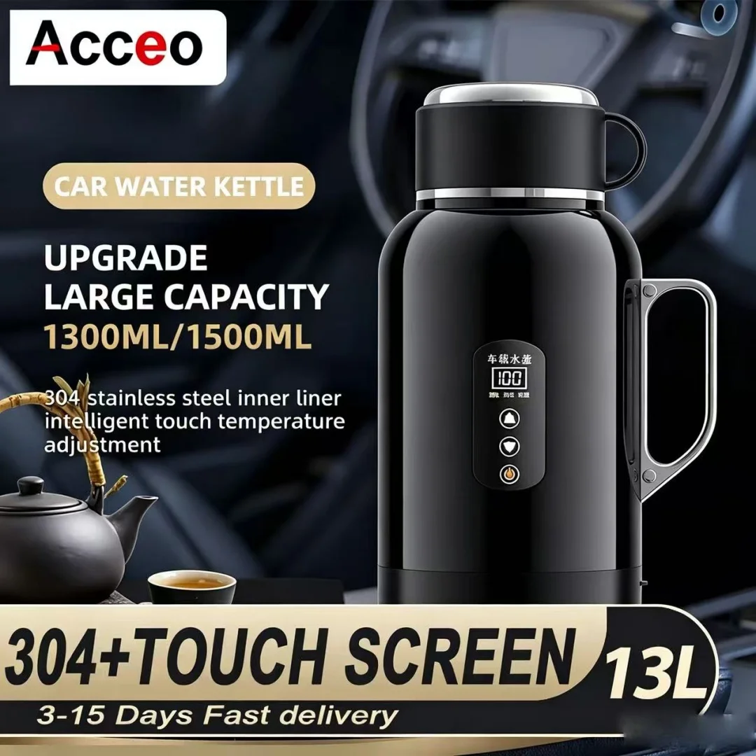 

Автомобильный электрический чайник Acceo 1300/1500 мл, 12В/24В, из нержавеющей стали 304, с умным сенсорным управлением, быстрый нагрев, для путешествий