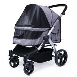 Foldable Large Four-Wheeled Pet Stroller Medium Size for Dogs Samo Golden Retriever Outing Dog Cart Comfortable Go out Stroller