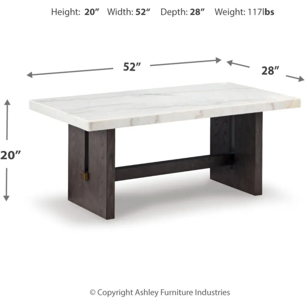 Side Table Living Room Tables Dark Brown & White Burkhaus Traditional Rectangular Coffee Table With Marble Tabletop Desk Modern