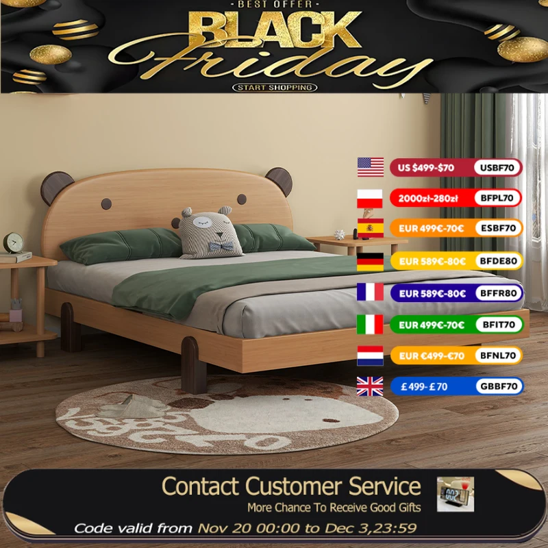 

House Wooden Decoration Kids Bed Europe Headboard Single Modern Style Baby Bed Bedroom Design Camas Infantiles Kids Furniture