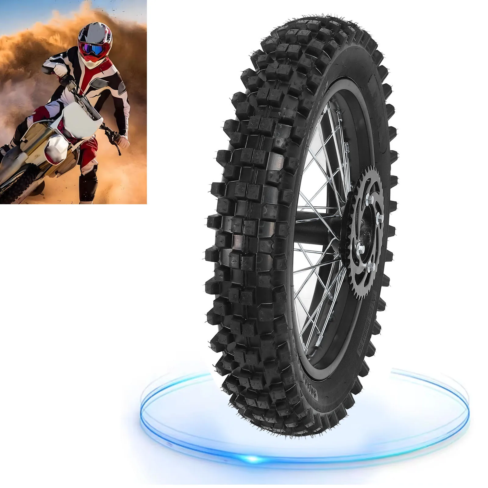 

14-дюймовый обод заднего колеса для грязевого велосипеда в сборе, вал 90/100-14, 15 мм для Apollo 125CC SSR 150cc Tao Kayo TSD 110 TD 125