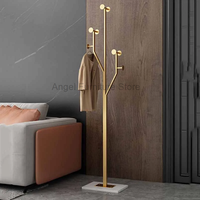 Bedroom Clothes Golden Standing Coat Rack Floor Laundry Metal Hanger Coat Rack Shoe Wardrobe Percha Pie Modern Furniture XY50CR