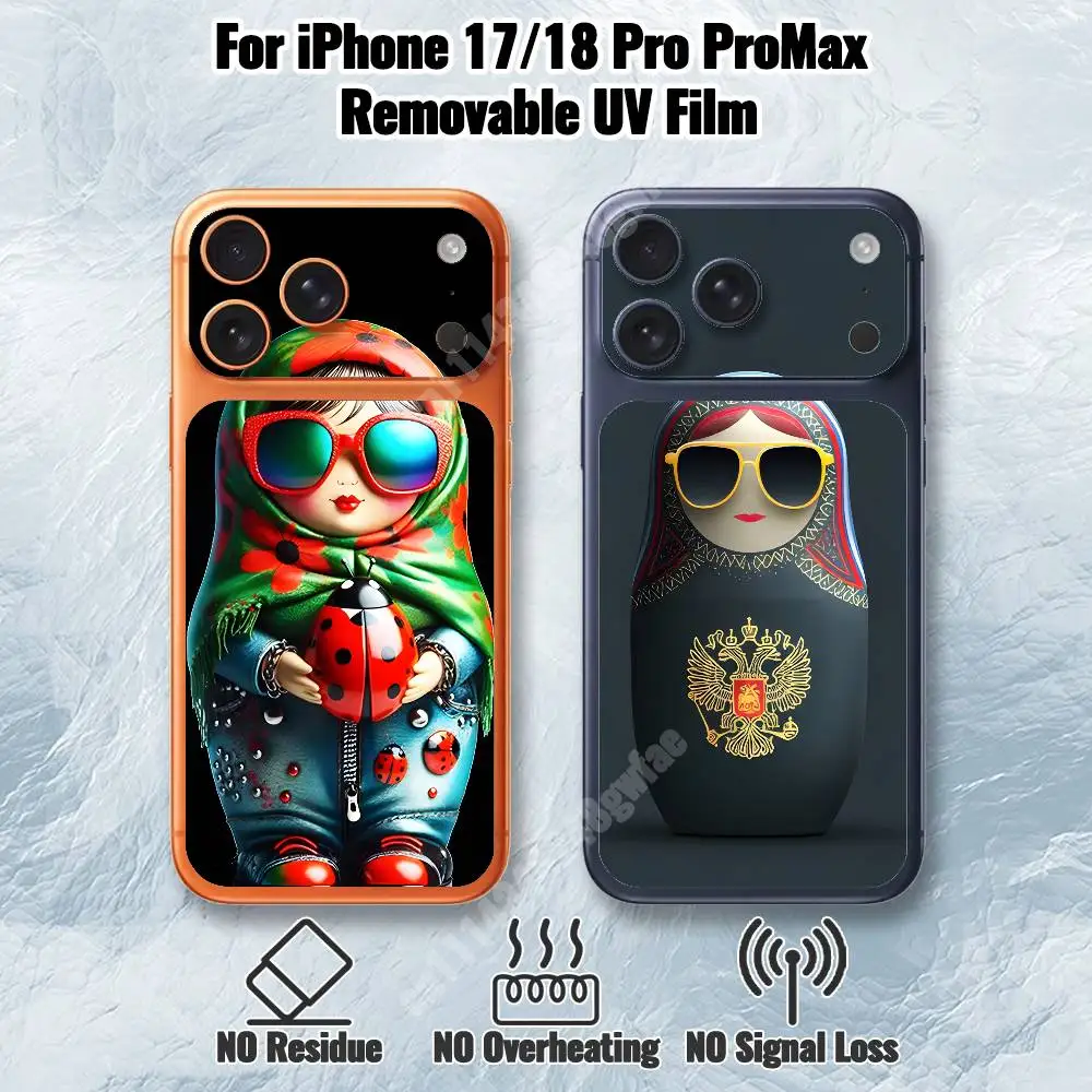 Russian Art Matryoshka Removable UV Film for iPhone 17 Pro 18 ProMax HD Back Sticker