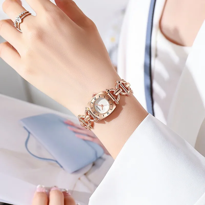 

Модные женские часы, легкие люксовые наручные часы с цепочкой, нишевые, высококачественные, для студентов, кварцевые, для вечеринок