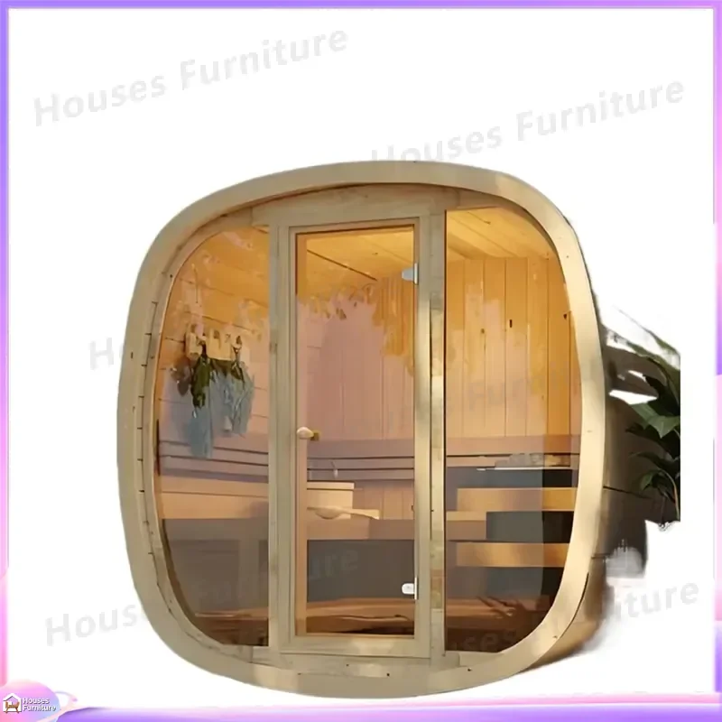 Outdoor Solid Wood Garden Sauna Redwood Shower Room Portable Steam Bath House Backyard Spa Cabin Kit for Home Wellness