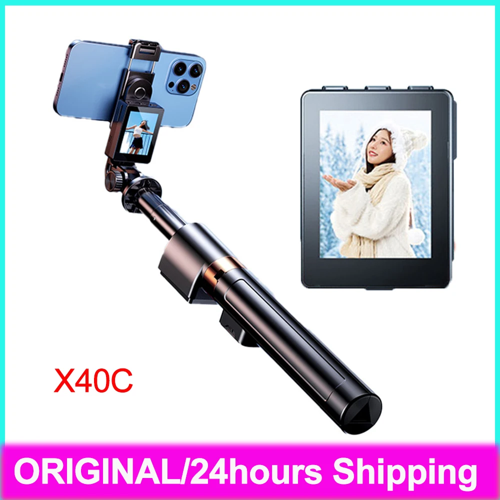 X40C Selfie Stick Tripod Stand with Small Screen Casting Selfie Monitor with Remote Control Extendable Tripod for Smartphone