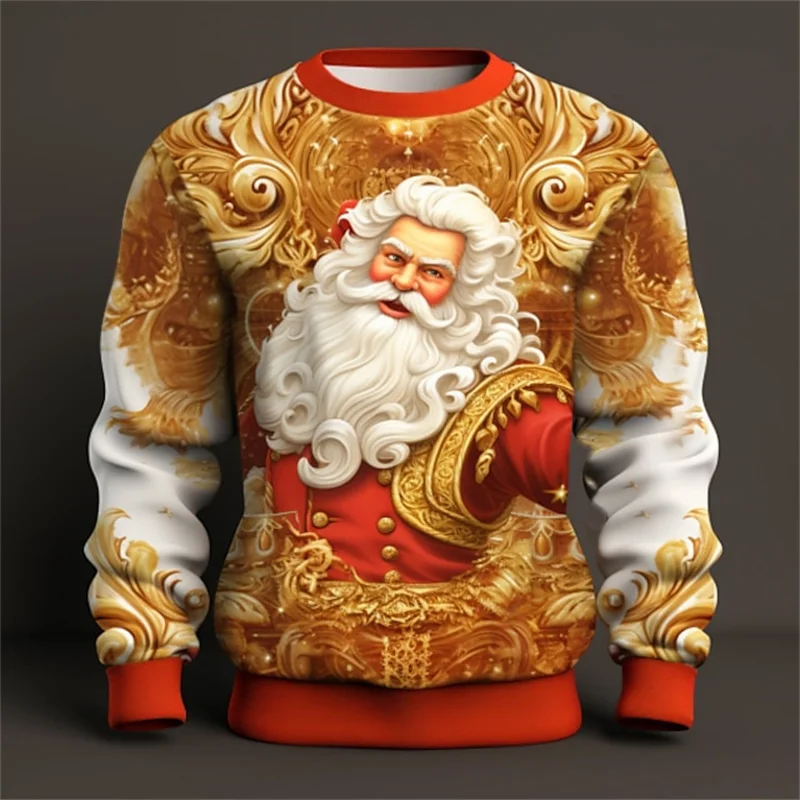 New 3D Gingerbread Man Santa Claus Printed Sweatshirts Merry Christmas Snowman Grapohic Pullovers For Men Funny Harajuku Clothes