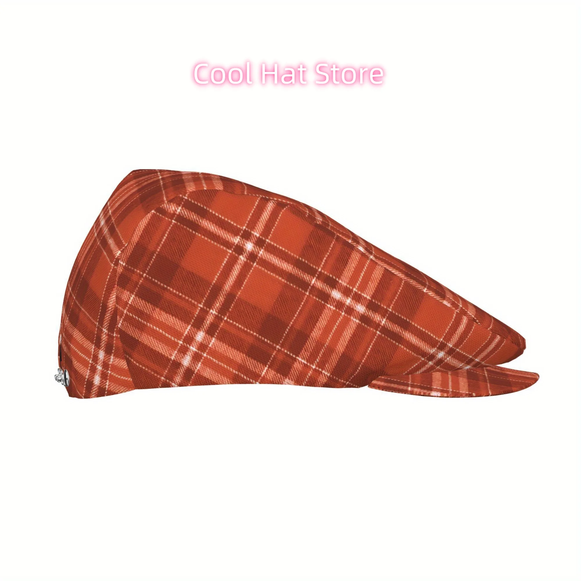 1pc Men' & Women' Retro Terracotta Check Flat Cap - Adjustable Newsboy Beret Ivy Cabbie Hat, Irish Style for Christmas, Graduati