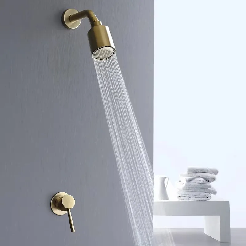 2026 Full Brass Shower Head Set Hotel Bathroom Nordic Recessed Wall Mounted Shower AL2003 Single Handle Multi Color Options