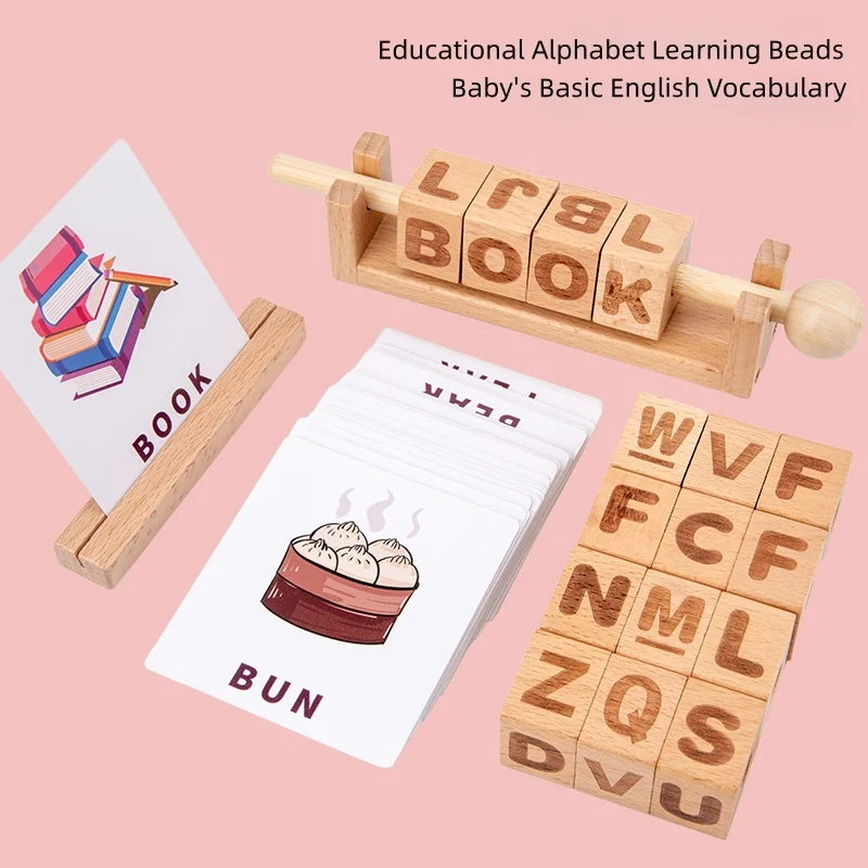 Houten speelgoedset voor alfabet en cijfers Herkennen van letters, wiskunde leren, patronen identificeren - Krachtig vroeg onderwijs voor je