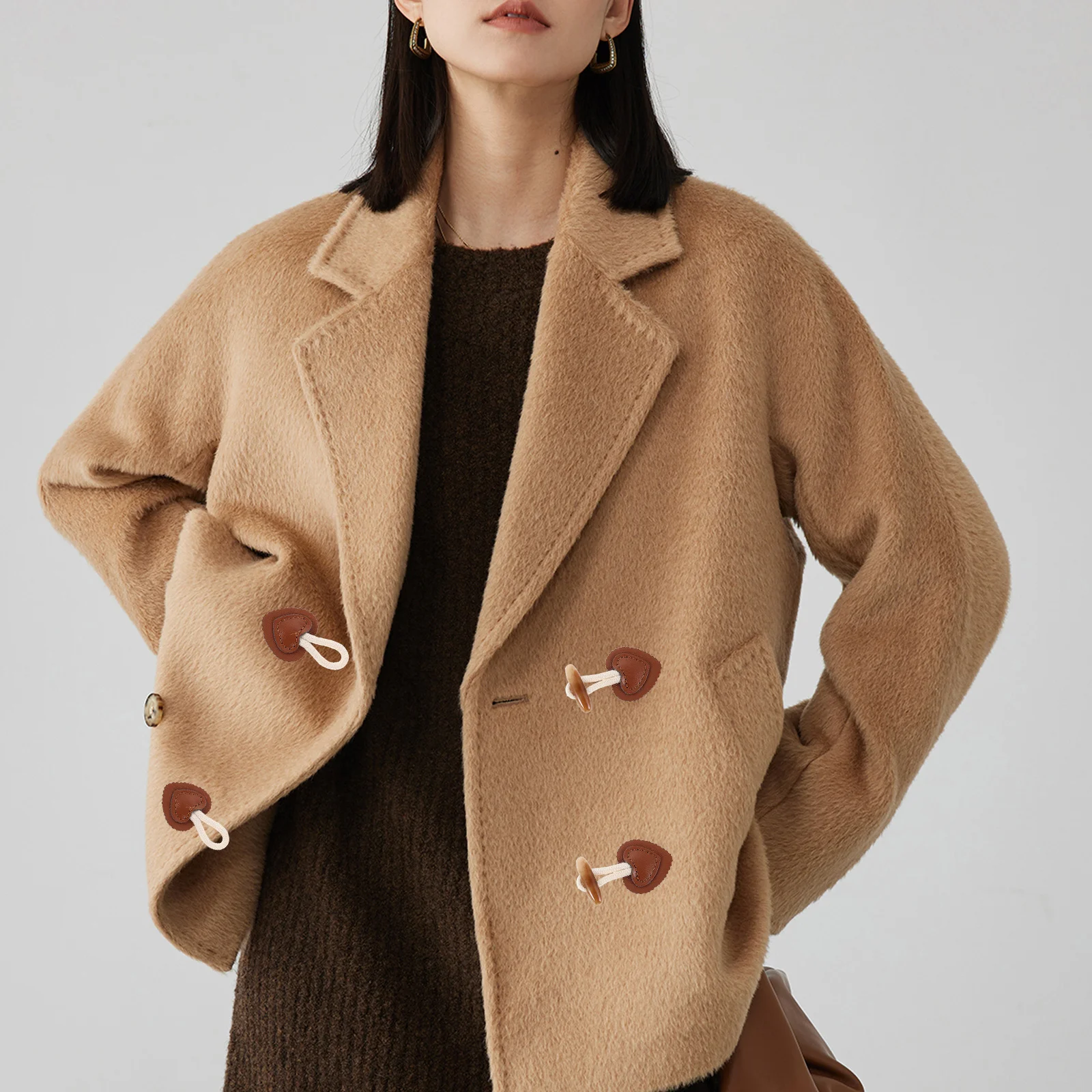 8 pares de fivela de cinto de cintura, acessórios elegantes em formato de coração, fivela de alternância para sobretudos, cardigans, fecho de pressão seguro, faça você mesmo