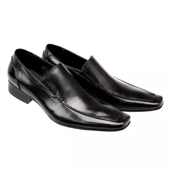 Japanese Style Pointed Leather Shoes Thick Soled Business Dress Square Toe Loafers Men Slip On Solid Color Formal Leather Shoes view 2