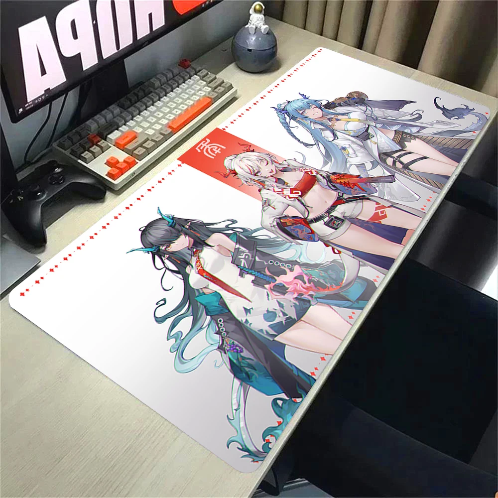 Großes Gaming-Mauspad Arknights Spiel Gummi Computer Schreibtisch Matte Anime Rutschfestes Mauspad Rastkante Mauspad HD-Druck Teppich XL