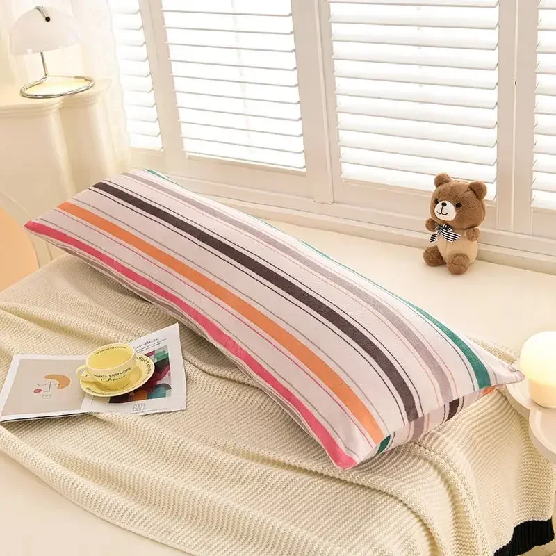 1PCS new milk fleece printed long throw pillow couple household double long pillow waist pillow