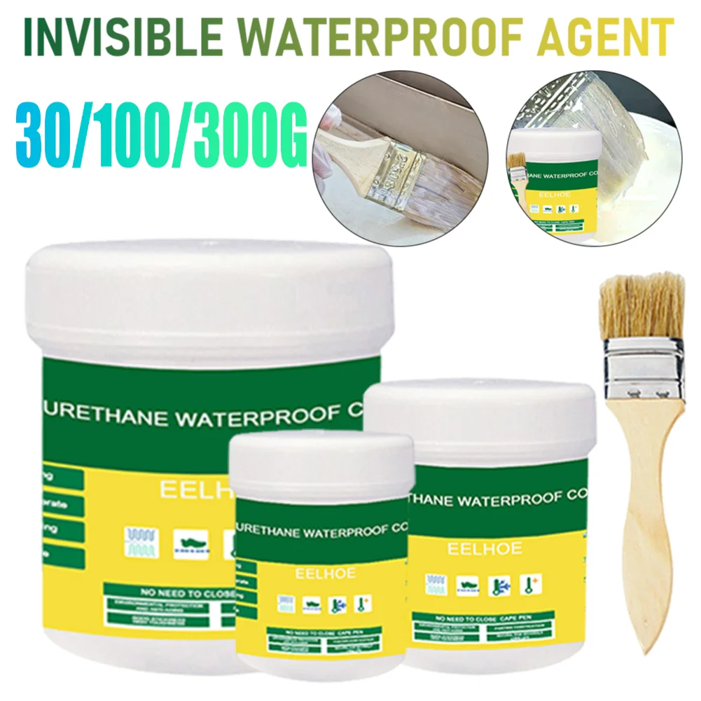 

Waterproof Coating Sealant Agent Toilet Anti-Leak Glue Coat Polyurethane Glue with Brush 30/100/300g for Roof Bathroom