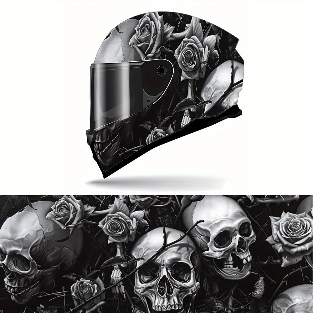

Dark Night Bone Fragrance Full Face Helmet Vinyl Wrap Sticker, Waterproof Scratch-Resistant Self-Adhesive PVC Decals, Artistic A