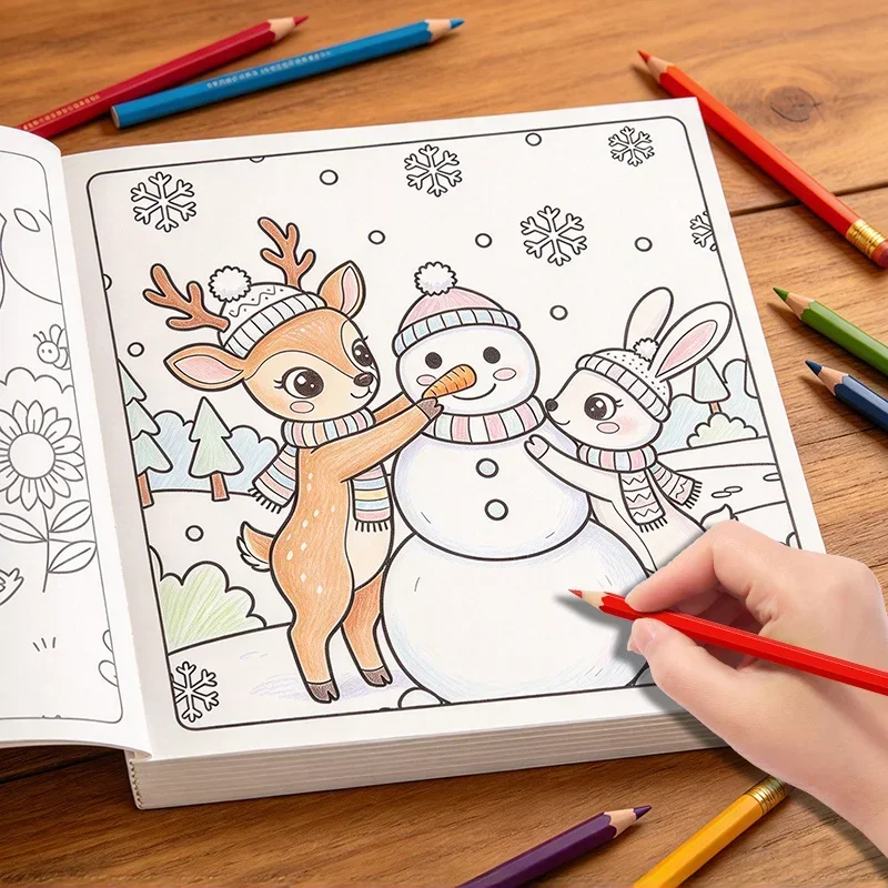 A Children's Creative Drawing Coloring Book with Cute Animal Themes Totaling 24 Pages, Parent-child Interactive Art Drawing Book