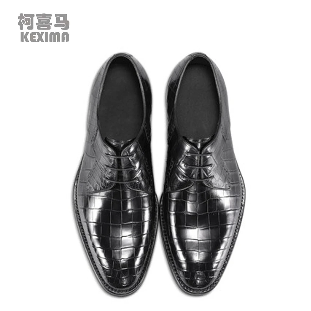 

KEXIMA cestbeau import crocodile Leather shoes manual lace-up Men formal shoes real leather sole crocodile shoes