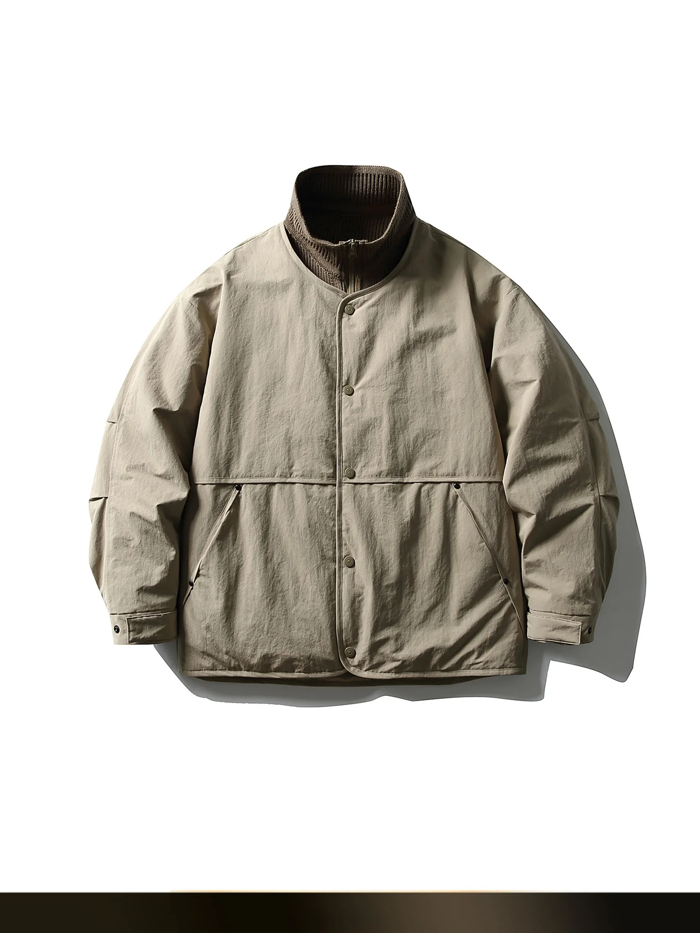 

American Retro Knitted Patchwork Stand Collar down Jaet Winter Warmth Outerwear 90% White Du down Filling Youth Faion