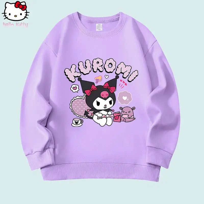 

Модная повседневная детская толстовка с длинными рукавами в стиле аниме Kuromi для девочек, милый подарок, новинка