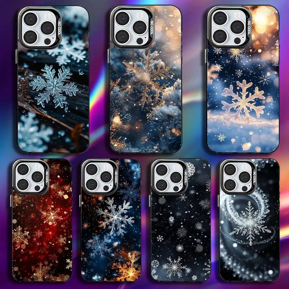 

Christmas Snowflakes Art Phone Case For iPhone 17,16,15,14,13,12,11,Pro,Max,Plus,Mini,XS,SE Anti Fall Black Matte Hard Bumper