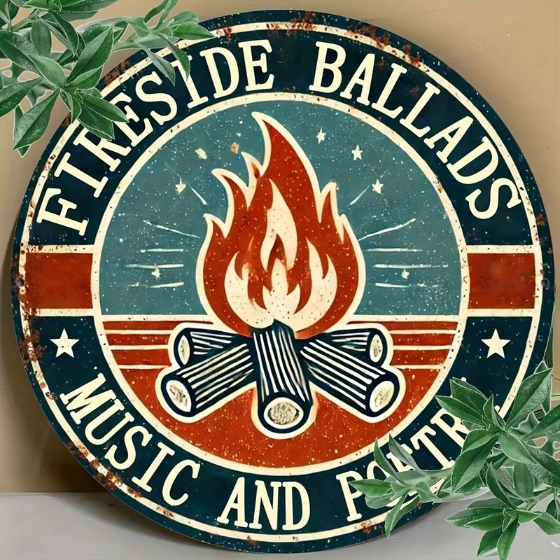 Fireside Ballads Aluminum Sign Music Poetry Theme Farmhouse Retro Metal Plaque Indoor Outdoor Wall Decor Gift