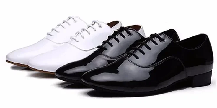 Discount New High Quality White Black PU Leather Men's Ballroom Dance Shoes/ Salsa Tango Dance Shoes/ Latin Dance Shoes Men