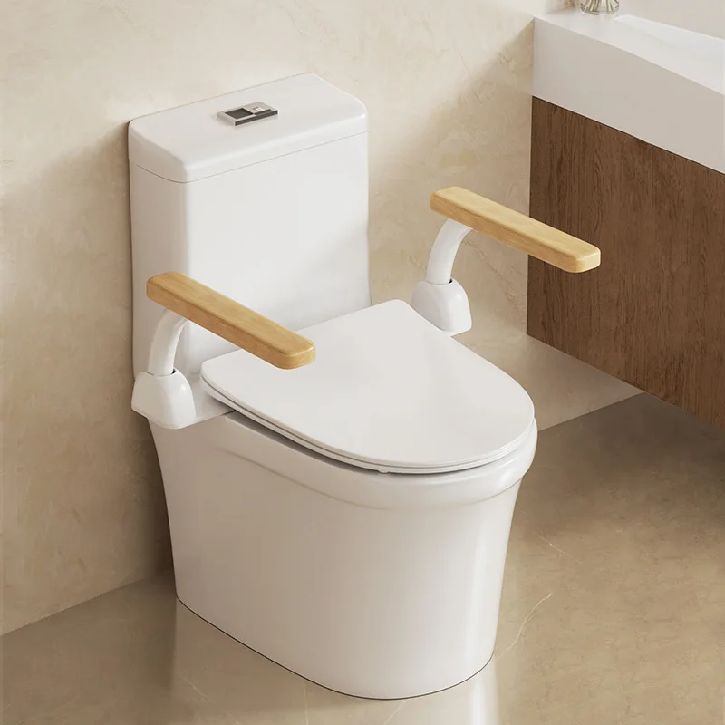 

Solid Wood Toilet Safety Frame - Foldable Assist Bar for Elderly, Anti-Slip Bathroom Handrail for Secure Sitting/Standing