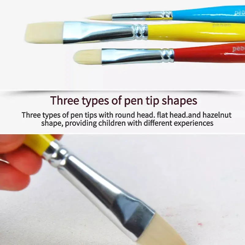 Pebeo 어린이 컬러 브러쉬 세트 어린이 수채화 펜 3 개 구 아슈 아크릴 브러쉬 그림 어린이