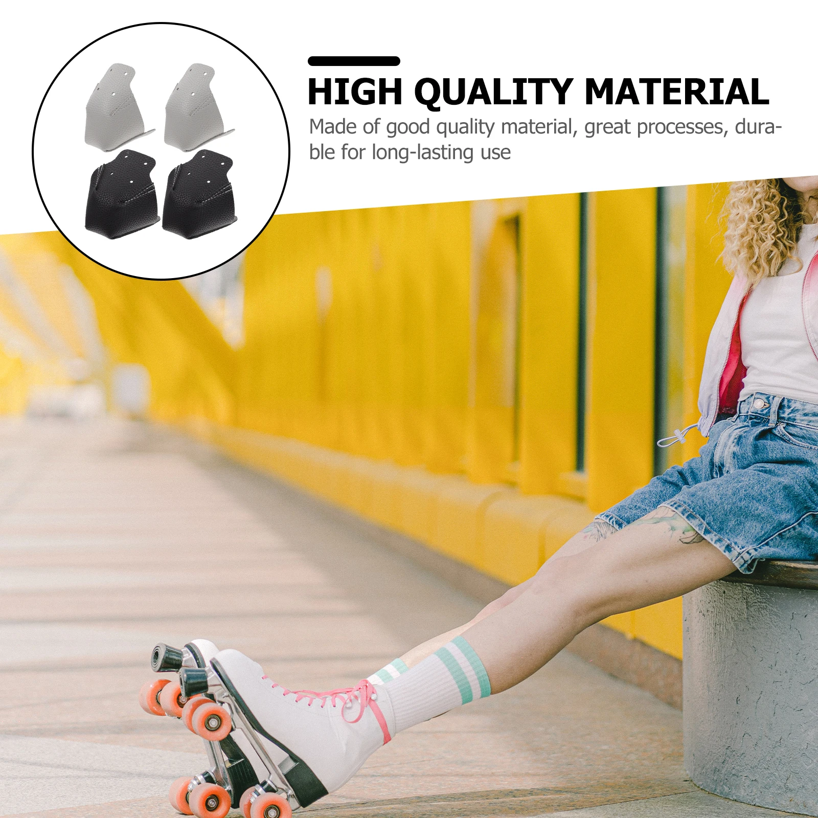 

2 Pairs Roller Skates Toe Covers Durable Protector Compatible Any Skates Shoes Design Holes Shoe Rope Bound Long Use