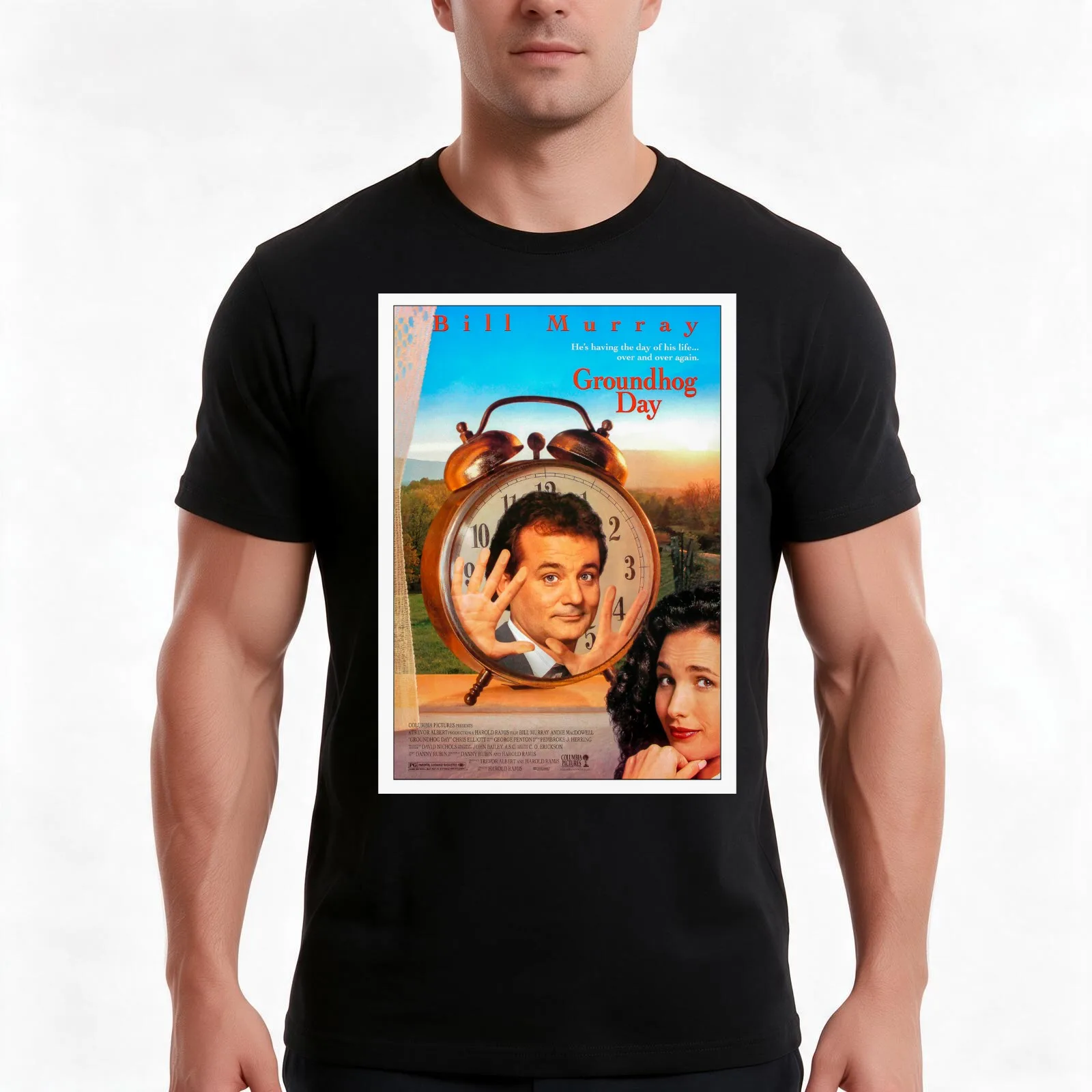 Groundhog Day Movie Poster T-Shirt Summer Casual Cotton Tee Oversized Streetwear Tops Vintage Graphic Print Unisex Men Women