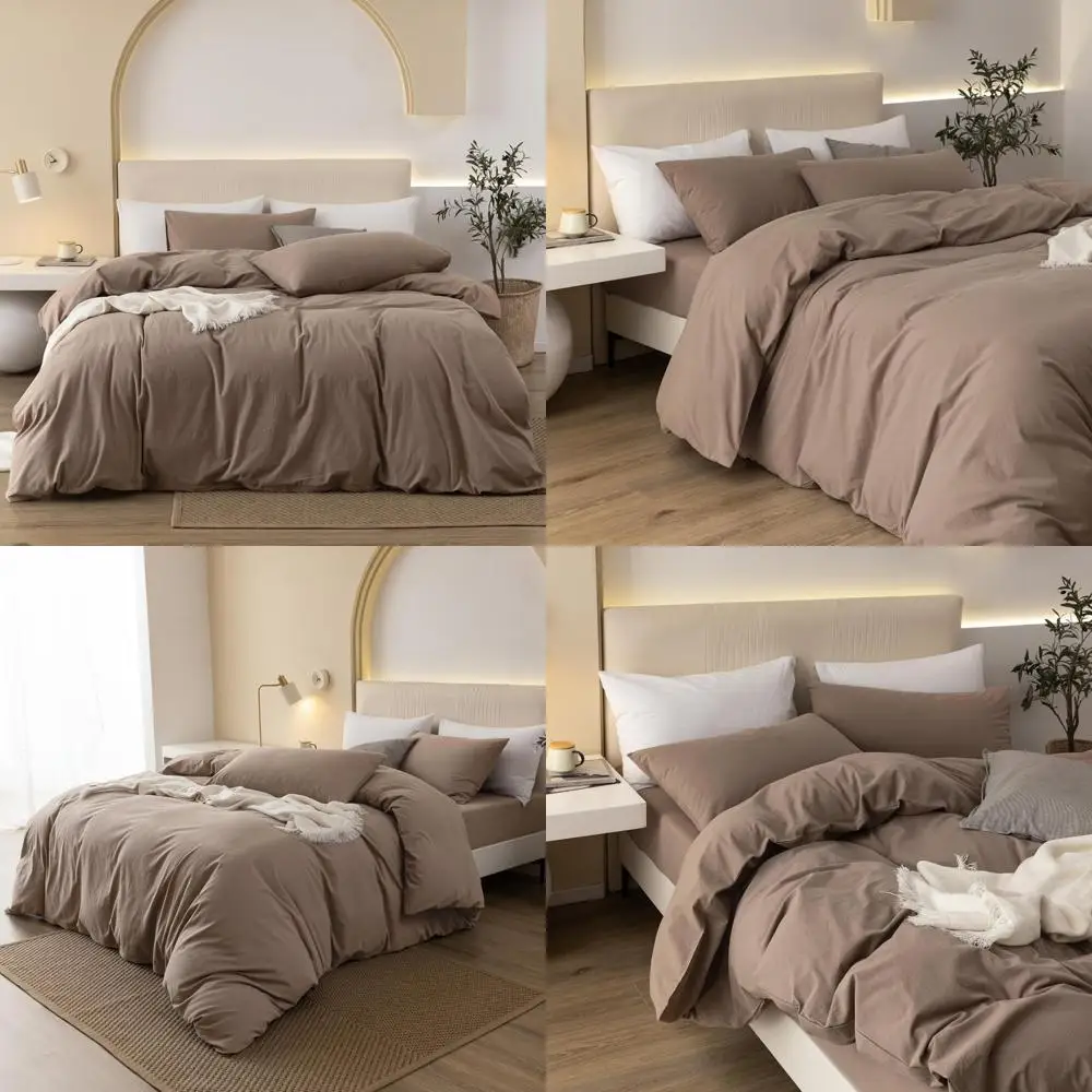 

King Size Cotton Duvet Cover Set - 3 Piece, 100% Washed Cotton, 104x90 Inches, 2 Pillowcases Included, Comforter Not Included