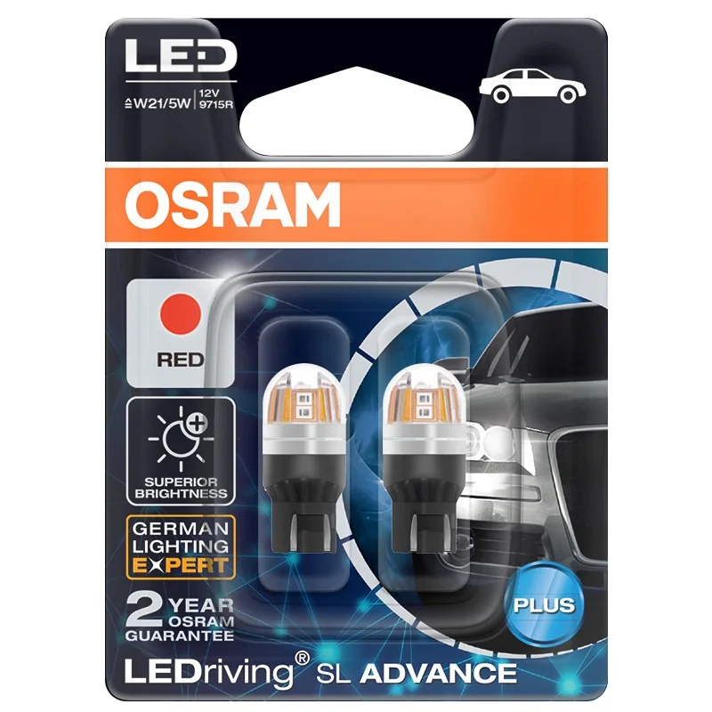OSRAM LEDriving SL Advance Upgrade LED T20 W21/5W 7443 9715R 12V 2/0.2W Red Car Turn Signal Brake Stop Reverse Lamp Bulb 1 Pair