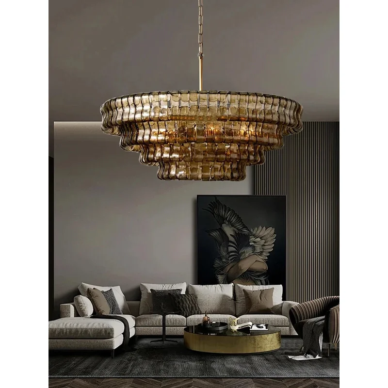Gray Glass Ceiling Chandeliers 2025 Classic Round Hanging Lamps For Ceiling Home Decoration Lighting