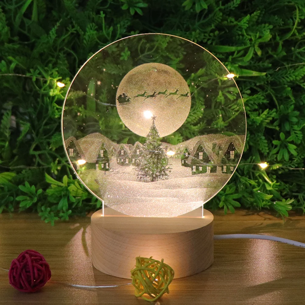 Świąteczna lampka nocna LED z motywem Świętego Mikołaja, dekoracyjna lampa festiwalowa na biurko, akrylowa lampka nocna w stylu bożonarodzeniowym, wytrzymała konstrukcja.