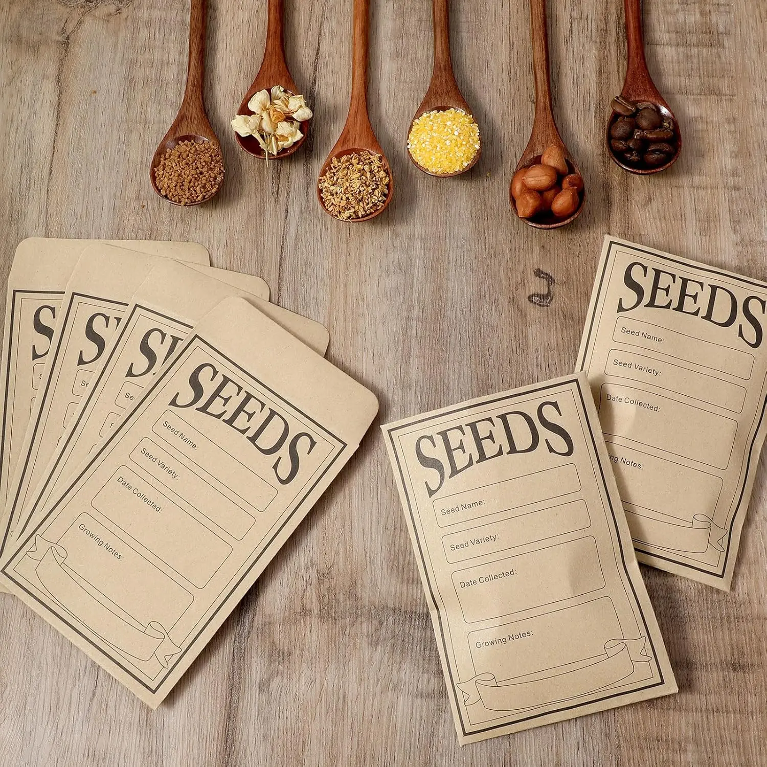 

100Pcs Reusable Kraft Seed Storage Envelopes Garden Seed Organizer Packets for Flower Vegetable Seeds Saving Collection