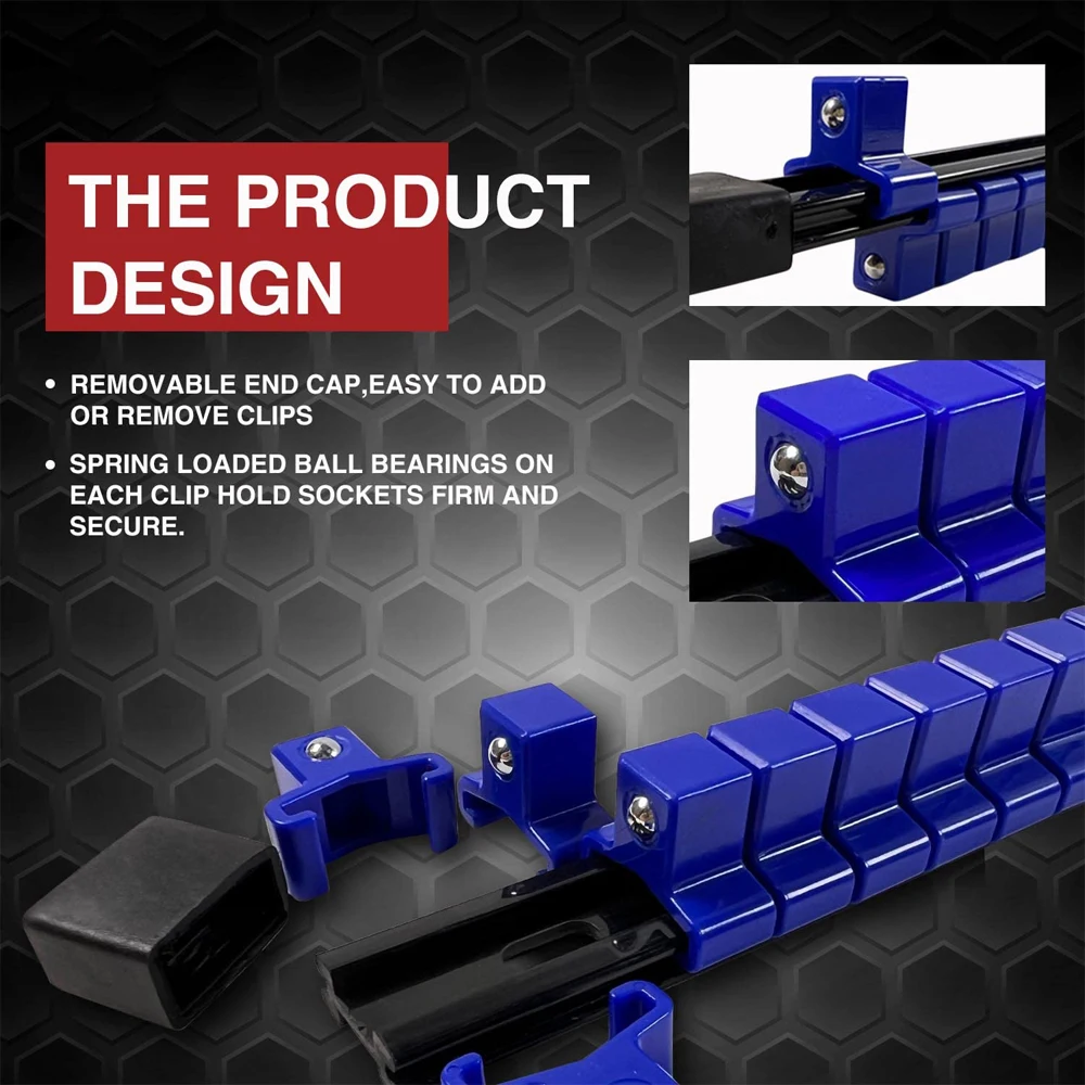 Imagem -05 - Abs Socket Wrench Holder Finalizador Ajustável Suporte Deslizante Montável Manga Rack Tool Rack Armazenamento