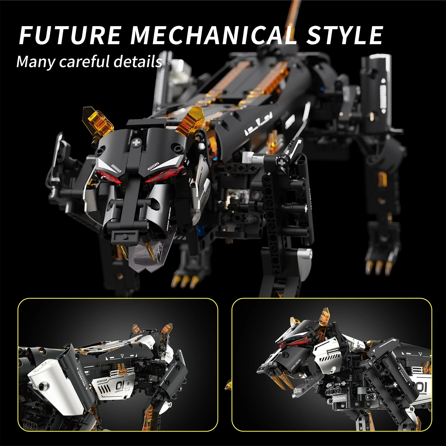 FUNXINEE Mechanische Leopard Tier Bausteine Sets Technische Modell Elektrische MOC Montage Für Kinder Geburtstag Weihnachten Geschenke