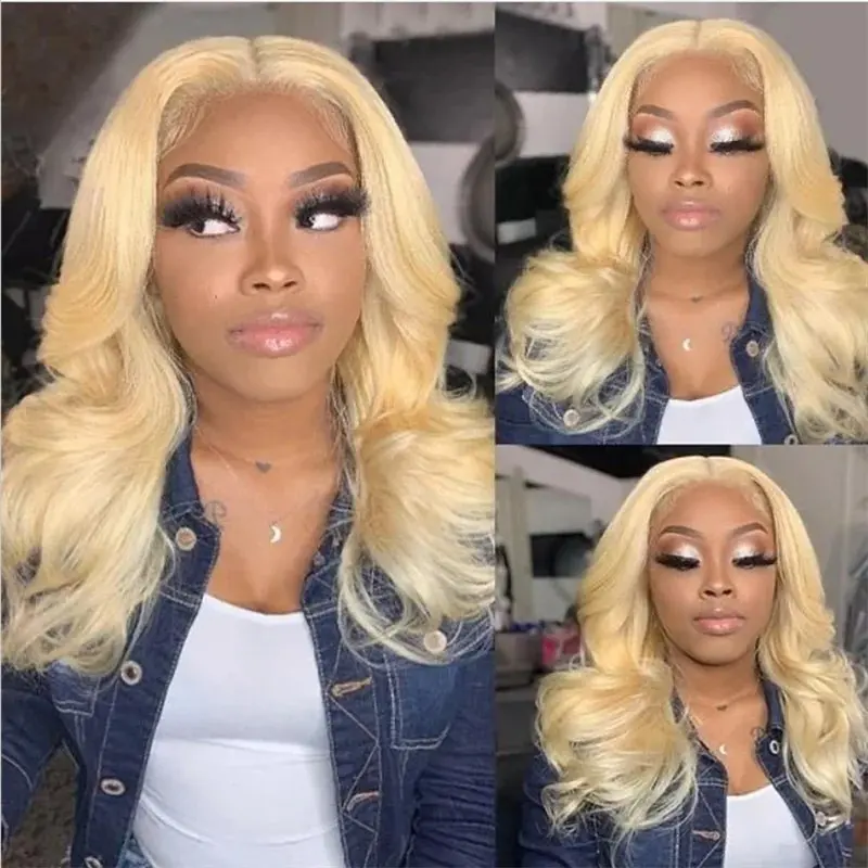 150% Body Wave Blonde 613  13x6 HD Lace Wig Human Hair Frontal Blonde Colored 20 40 Inch Body Waves Glue-Free Waves Wig