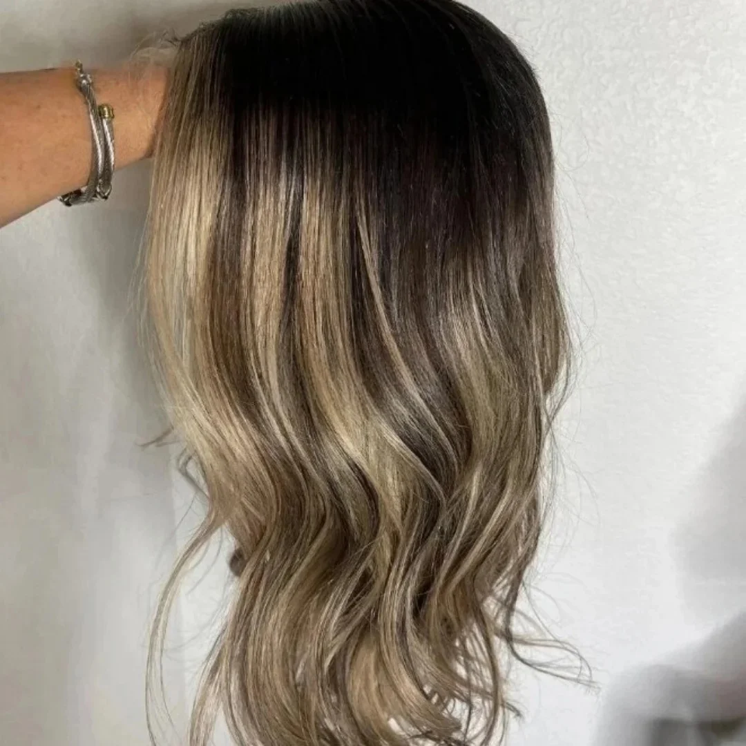 New Ombre Caramel Brown High Quality Wigs Female Cosplay Party Lace Frontal Wigs Loose Wave Wigs Glueless Rooted Long Women Wig