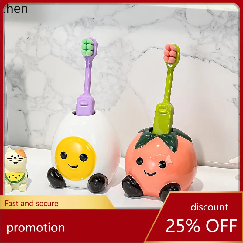 Cz egg tomato ceramic bathroom toothbrush & toothpaste holder shelf base stand