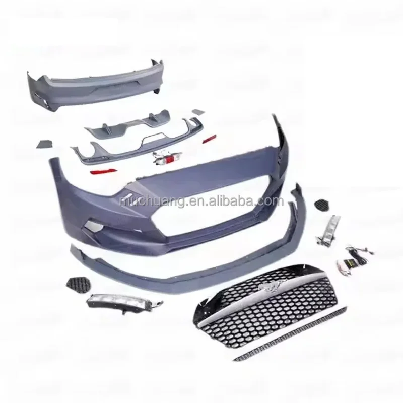 حالة جديدة الألياف الزجاجية بوديكيت ل/د ل موستانج المصد الأمامي والخلفي مصبغة الناشر أجزاء تعديل السيارة الأمامية #1