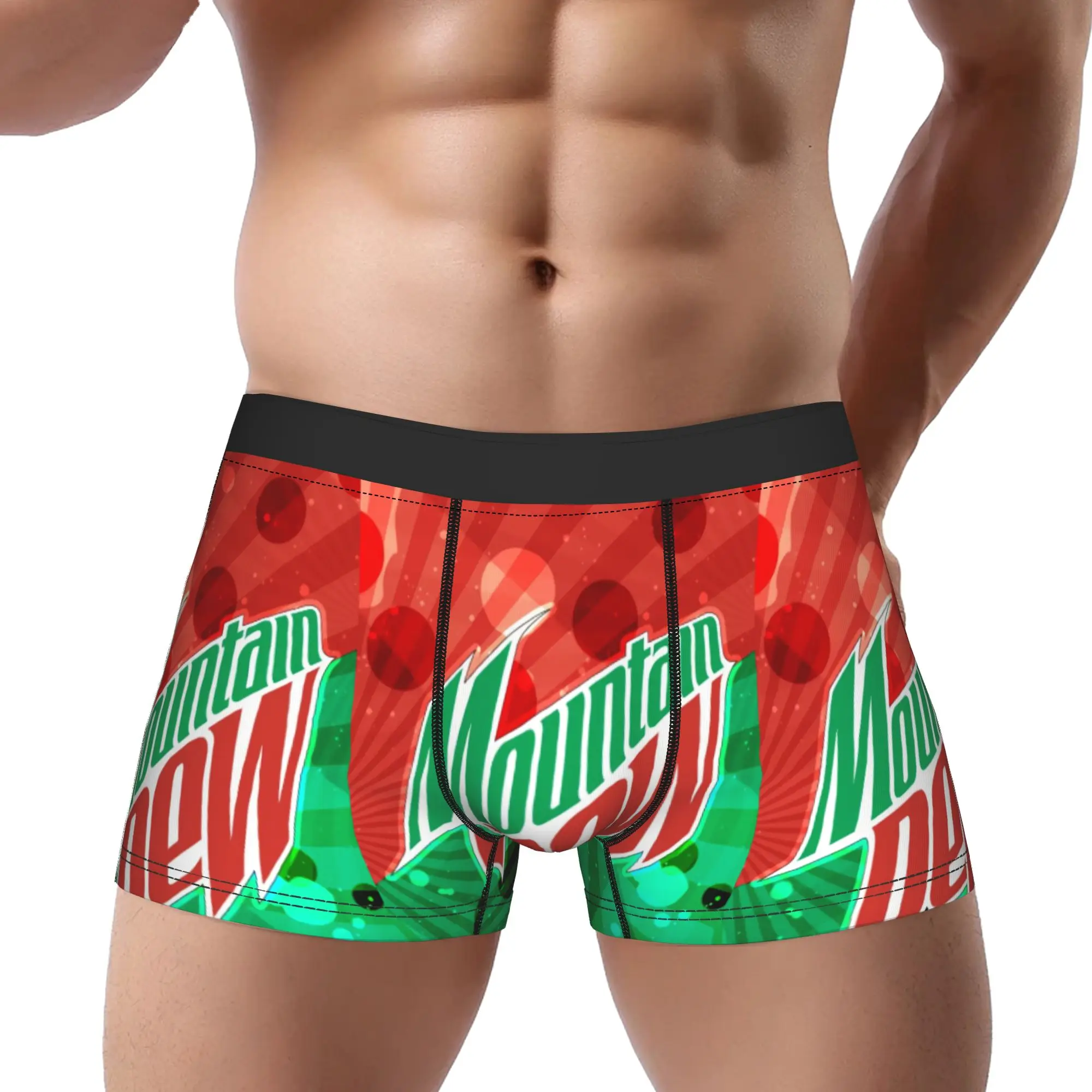 

Трусы-боксеры Mountain Dew Red & Green Burst, мужские трусы-шорты с принтом, мужское нижнее белье