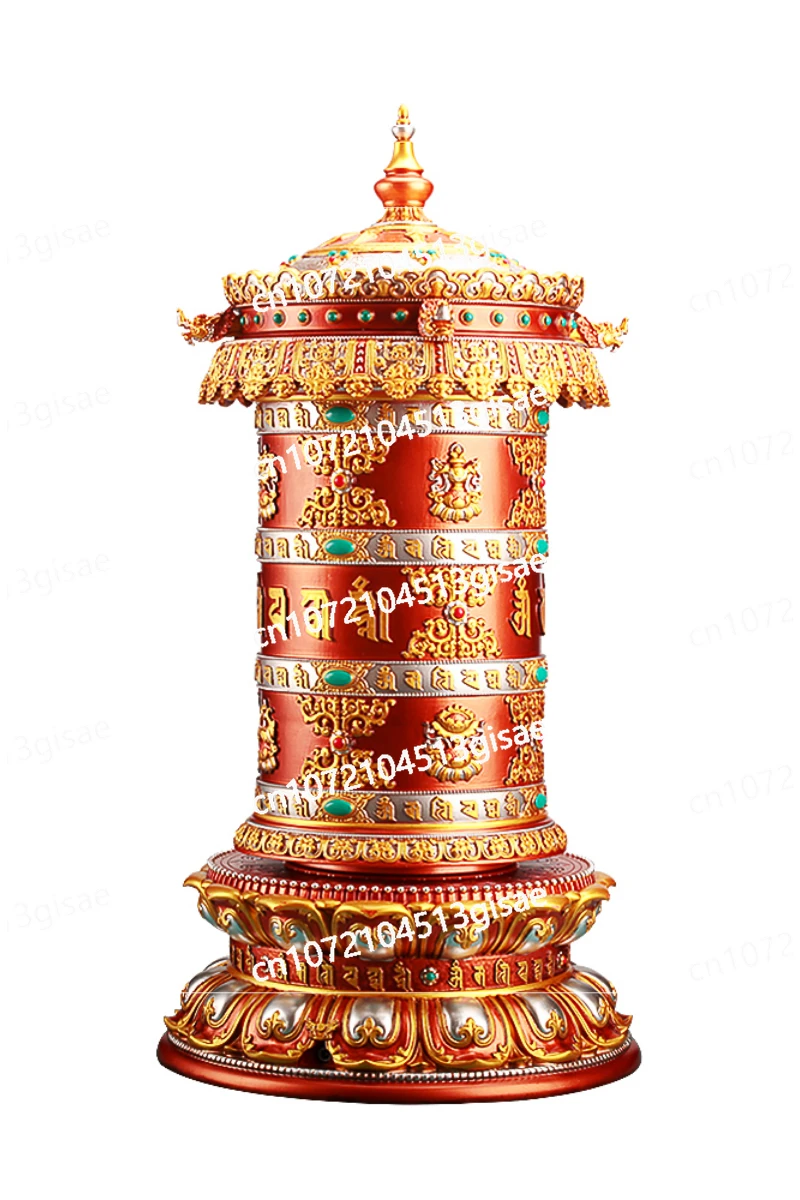 Electric Prayer Wheel Tibet Beads French Building Large Free Plug-in Prayer Wheel Eight Auspicious Symbols Ornaments