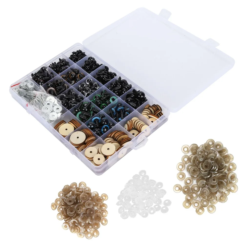 

264pcs Various Sizes Plastic Eyes Assorted Colors Colored Safety Eyes Movable Joints Stainless Steel Rings Sturdy Material