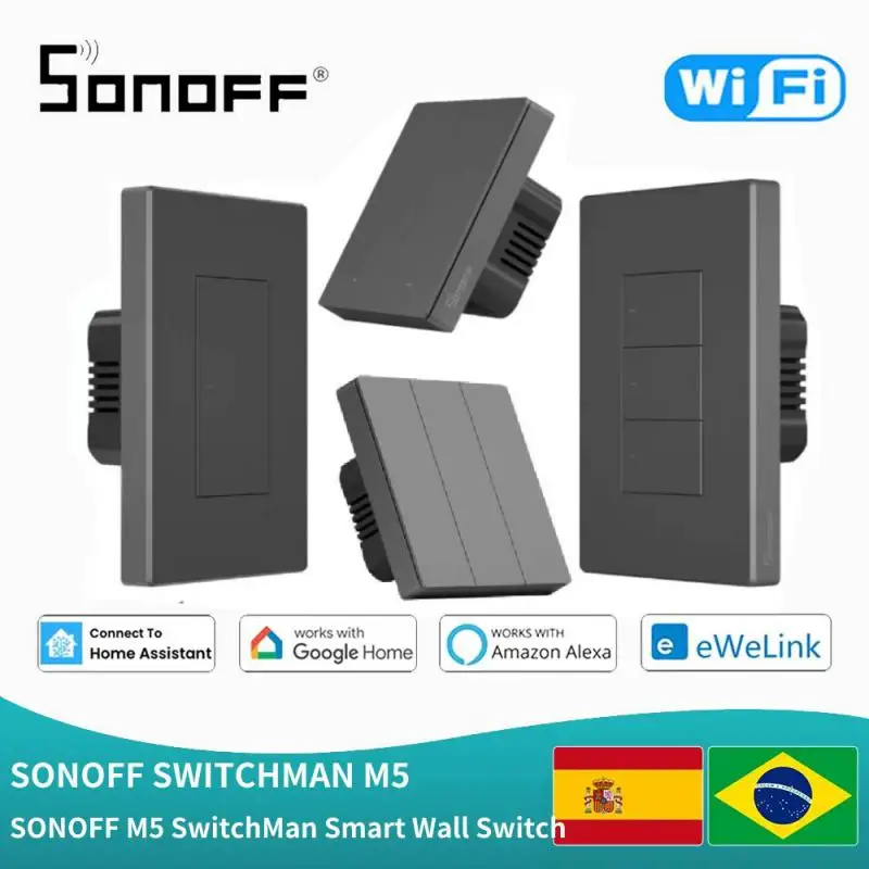 SONOFF M5 SwitchMan WiFi Switch 1/2/3gang Smart Wall Switch 80/86/120mm EU/US/UK ESP32 Works With Alexa Google Home Alice Siri