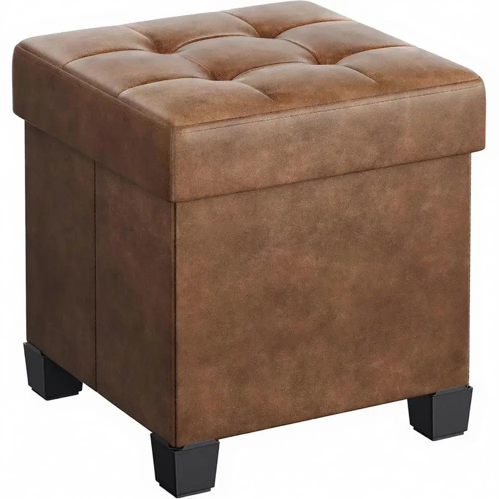 

Пуфик-кубик 15 Cube с ножками, для хранения вещей и комфорта, из искусственной кожи, идеально подходит для спальни, гостиной, общежитий