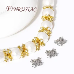 18K Gold Plated Brass with Zircon Bead Caps For Jewelry Making,Separators For Bracelets Accessories DIY Beading Findings